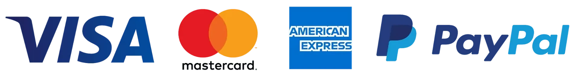 Payment methods accepted: Visa, Mastercard, American Express and PayPal